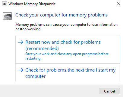 diagnóstico de memoria de Windows