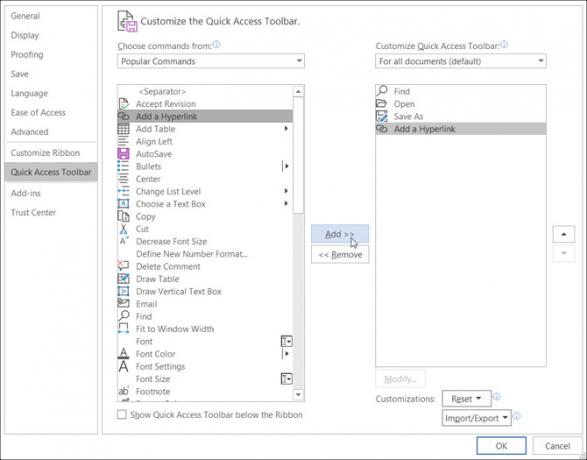 Configuración de la barra de herramientas de acceso rápido Windows