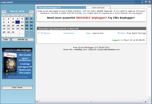 Keylogger gratuito a pantalla completa