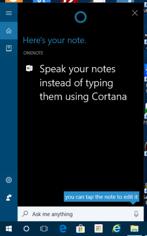 Usa Cortana para crear una nueva nota