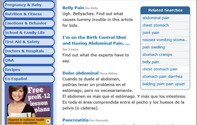 red estomacal para niños