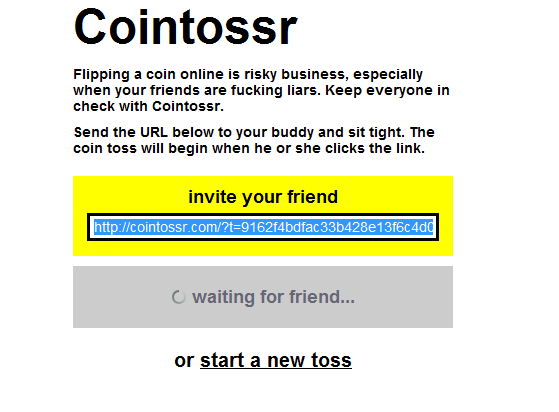 Cointossr: Lanzar una moneda en línea cointossr1