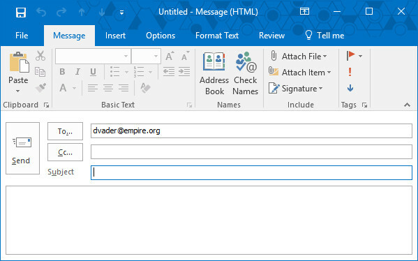 Windows 10 Outlook Nuevo interruptor de comando de correo electrónico