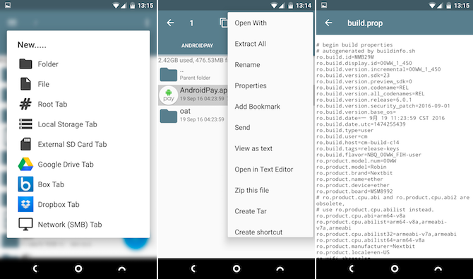 Root Explorer le permite llegar a las características del explorador raíz del sistema de archivos de Android