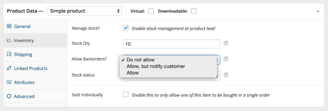 Las 5 mejores formas de crear una tienda web WooCommerce Simple Product Inventory Tab 670x227