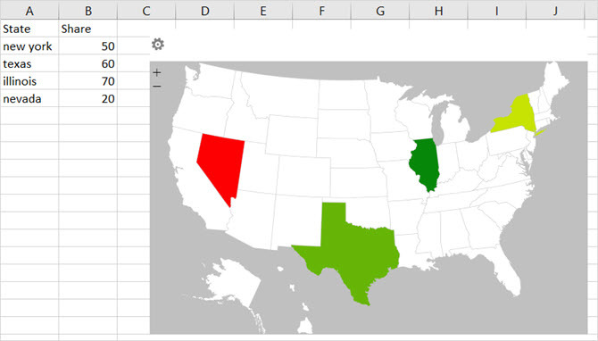 hojas de cálculo agradables complemento de Microsoft Excel mapa de calor geográfico