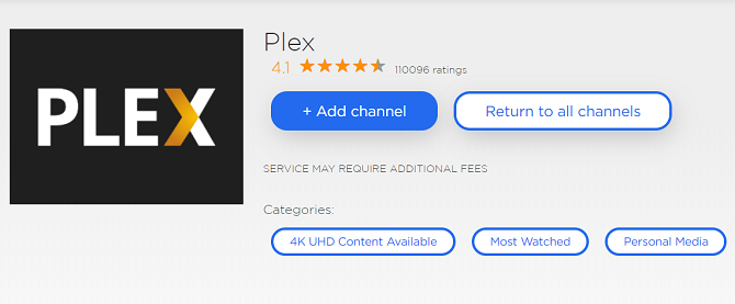 aplicación plex roku