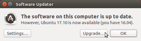 Notificación de que Ubuntu 17.10 está disponible