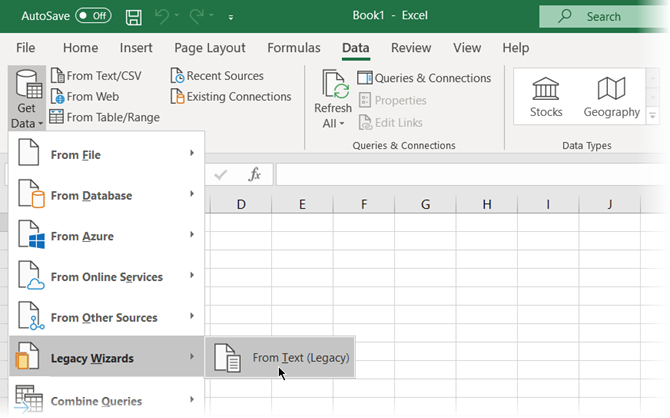 El asistente de legado de texto en Microsoft Excel