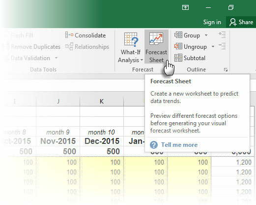 Pronóstico con Excel 2016