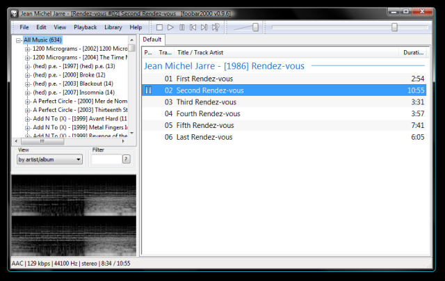 Esta es una captura de pantalla de uno de los mejores programas de Windows llamado foobar2000