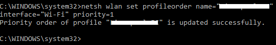 Cómo reordenar las prioridades de la red Wi-Fi en Windows 10 wifi cmd move