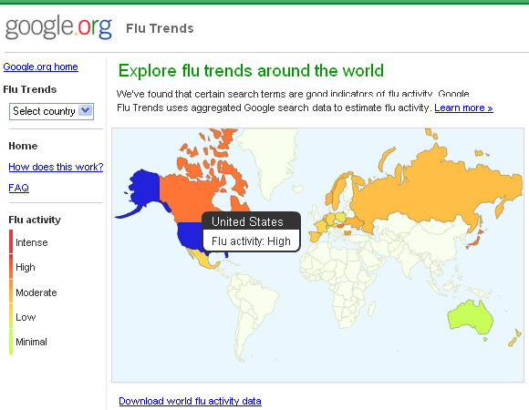 actividad mundial de la gripe