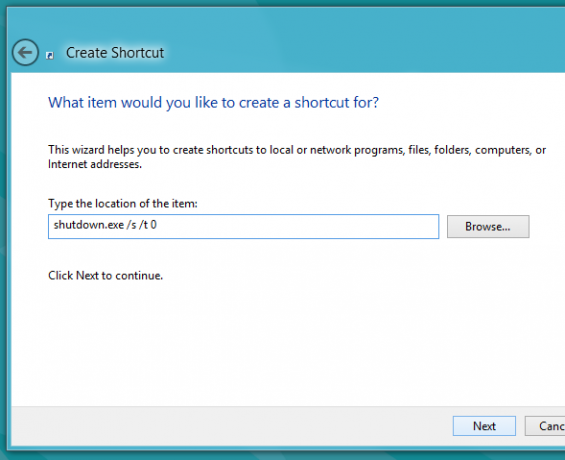 Windows 8 crear acceso directo de apagado