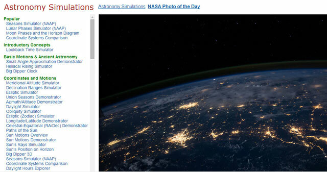 Simulaciones de astronomía y fotografía de la NASA