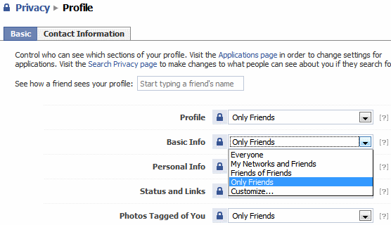 Perfil de privacidad de facebook
