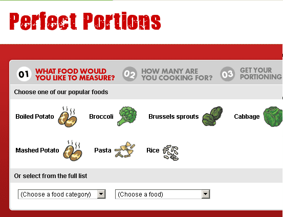 calculadora de porciones de comida