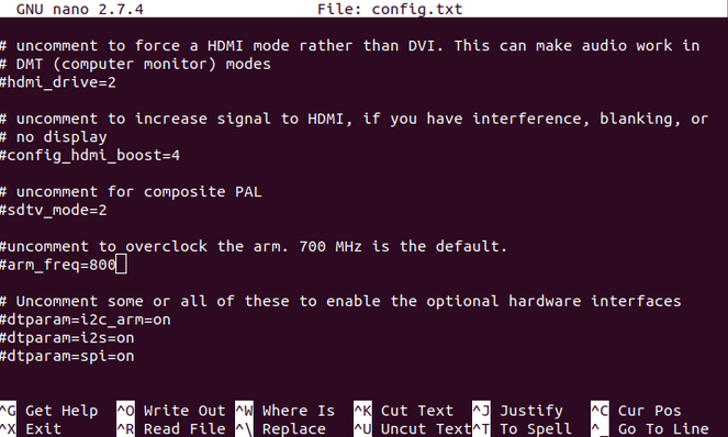 Edite config.txt en la Raspberry Pi