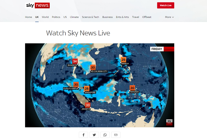 Sky News canal de televisión por Internet gratuito