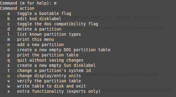 comandos de muo-linux-fdisk