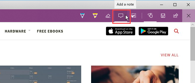 Haga clic en Agregar una nota en Edge