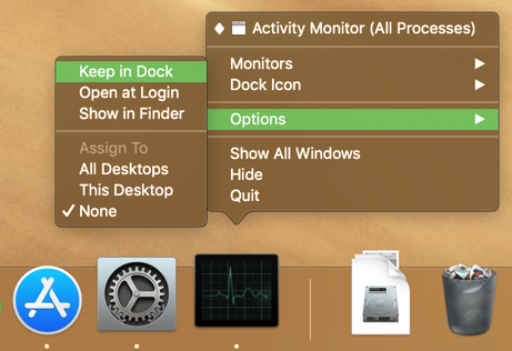 Mac Activity Monitor Keep in Dock