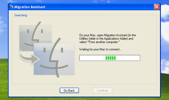 asistente de migración de mac en windows xp