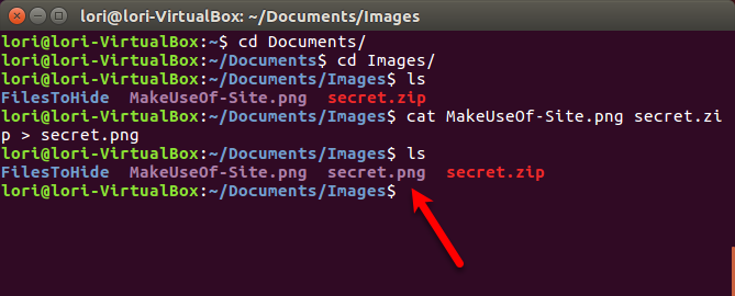 ocultar archivos en imágenes en linux