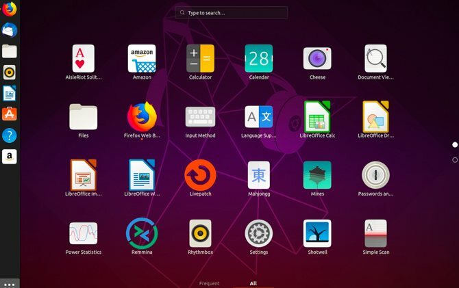 Interfaz de escritorio Ubuntu