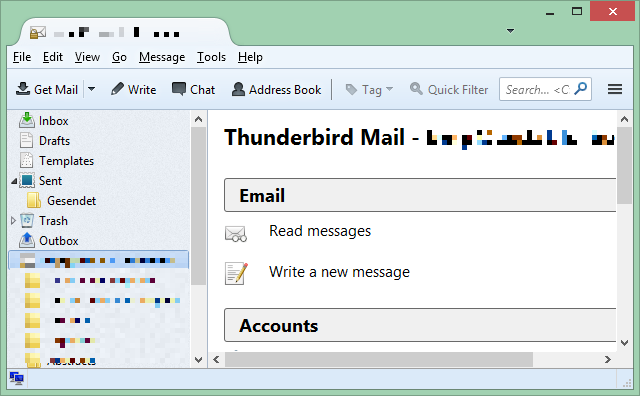 Esta es una captura de pantalla de uno de los mejores programas de Windows llamado cliente de correo electrónico Thunderbird