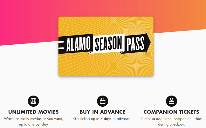 Alternativas de MoviePass - Pase de temporada de Alamo