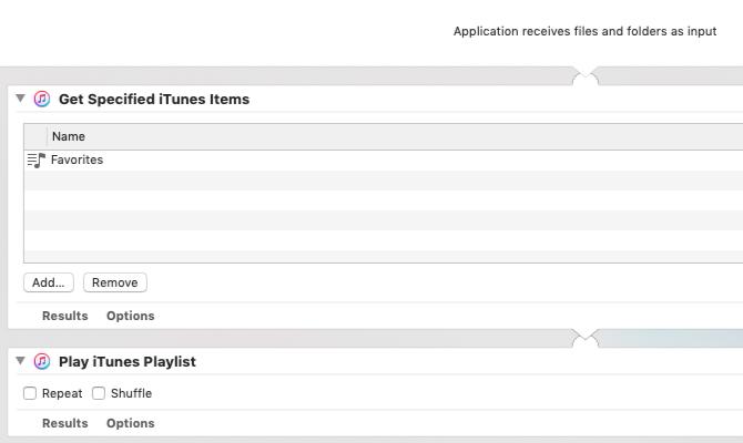 Aplicación Automator para reproducir una lista de reproducción específica en Mac