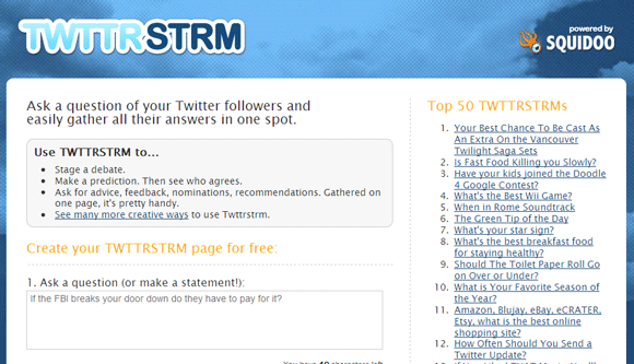 6 aplicaciones web de Twitter para hacer preguntas desde una multitud de Twitter twttrstrm