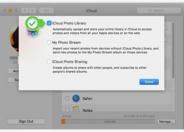 Photo Library Mac: habilite la sincronización de icloud