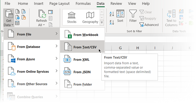 Inicie el Asistente de datos de texto manualmente