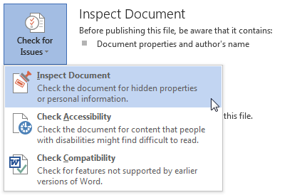 Documento de inspección de Microsoft Word 2013