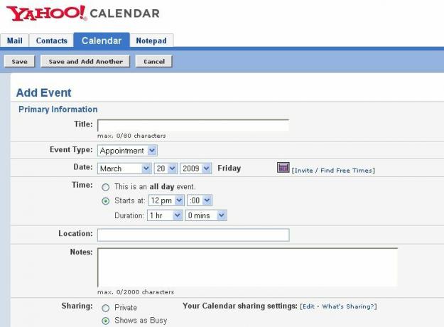 Organiza tu vida con Yahoo Calendar addevent