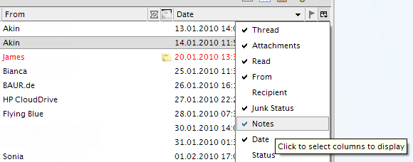 Complemento de notas de Thunderbird