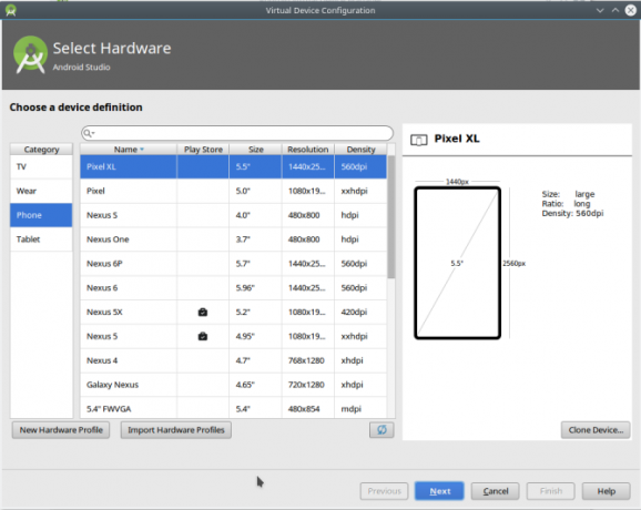 versiones de android studio avdmanager hardware