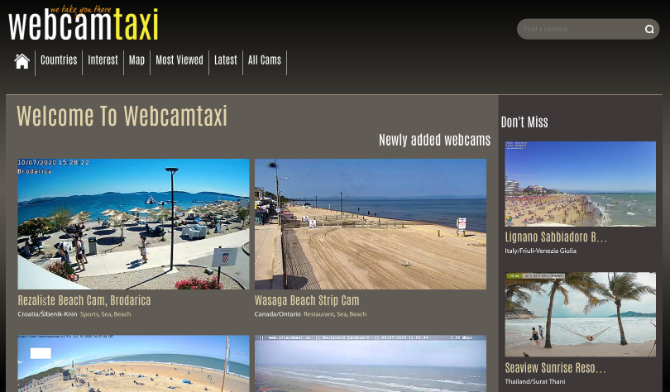 Webcam Taxi tiene un directorio perfectamente clasificado de las mejores cámaras web en vivo de todo el mundo