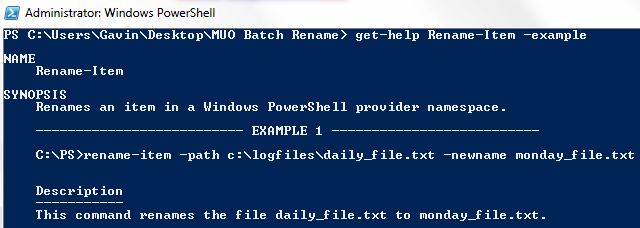 Ejemplos de cambio de nombre de PowerShell