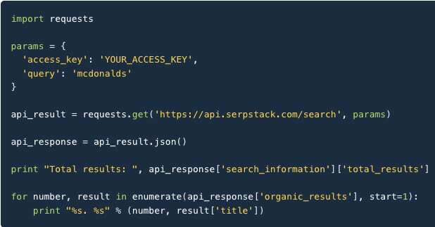Accediendo a la API de serpstack con python