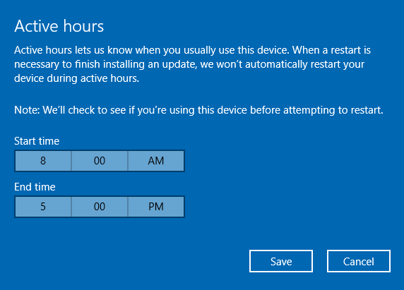 Windows 10 actualizar horas activas