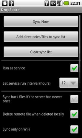 tarjeta sd de sincronización de Android dropbox