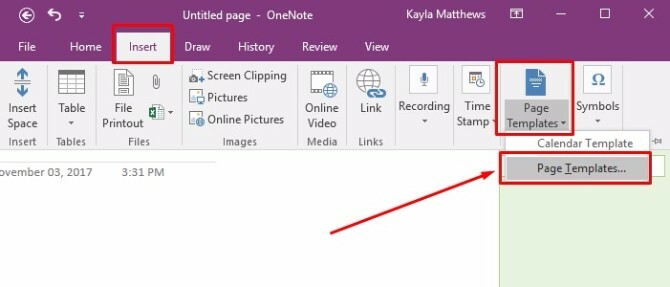 crear plantilla de calendario onenote