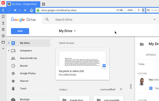 Google Apps en Vivaldi
