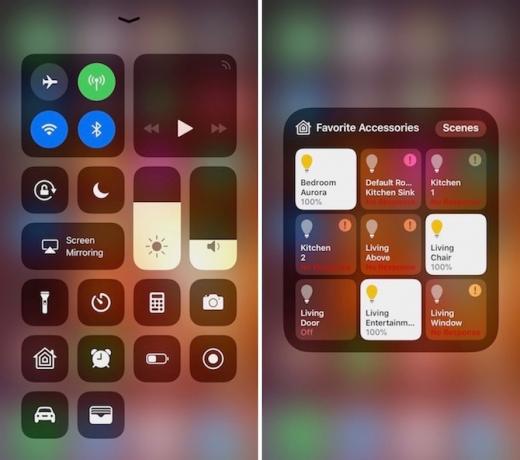 Widget de inicio del Centro de control de iOS 11