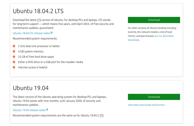Versiones de Ubuntu disponibles para descargar