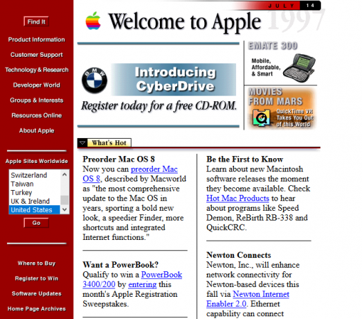Captura de pantalla de Apple en 1997