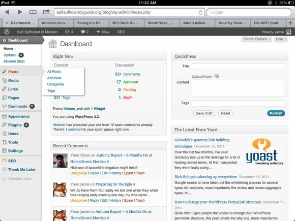 ¿Qué hay de nuevo en WordPress 3.3? ipad wp